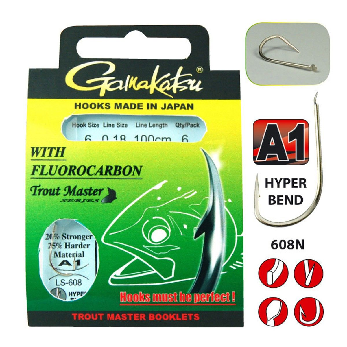 Gamakatsu Hakenboekje BKS 608 Nikkel Fluoro Carbon 100 cm Trout