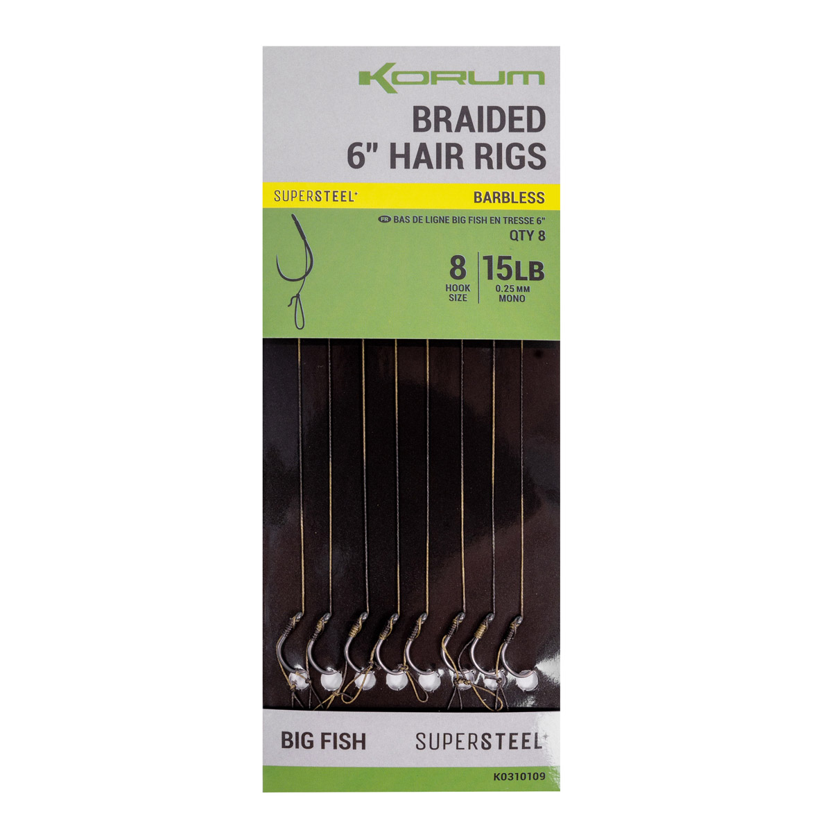 Korum Big Fish Braided Barbless Hair Rigs 6"