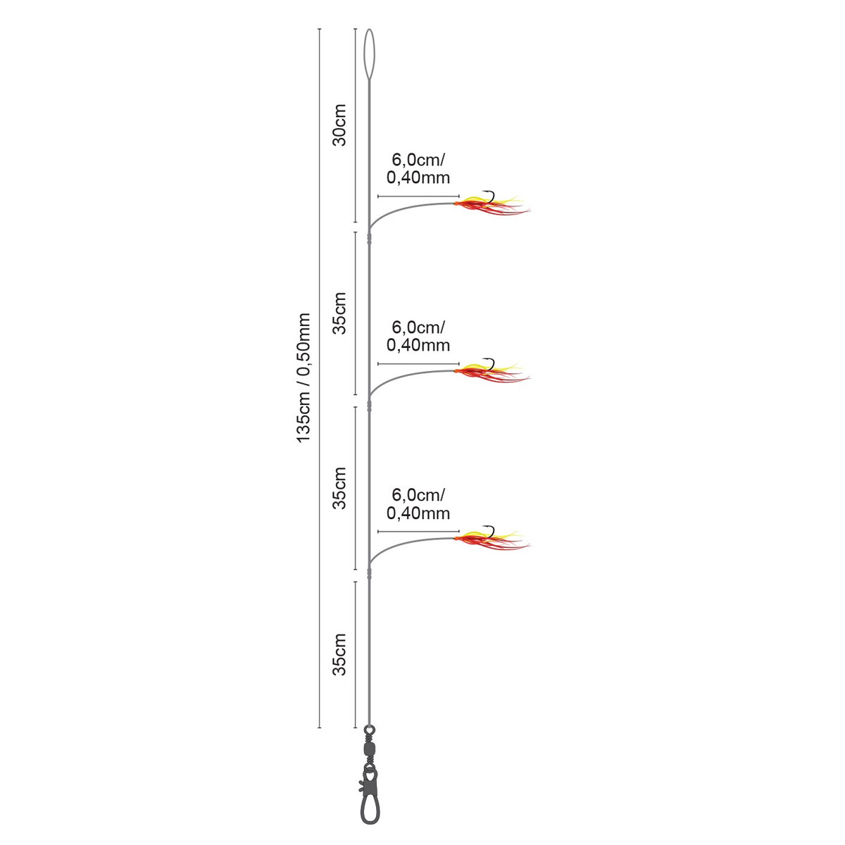 Spro 33 Salt Rig Feather Red Yellow 2/0