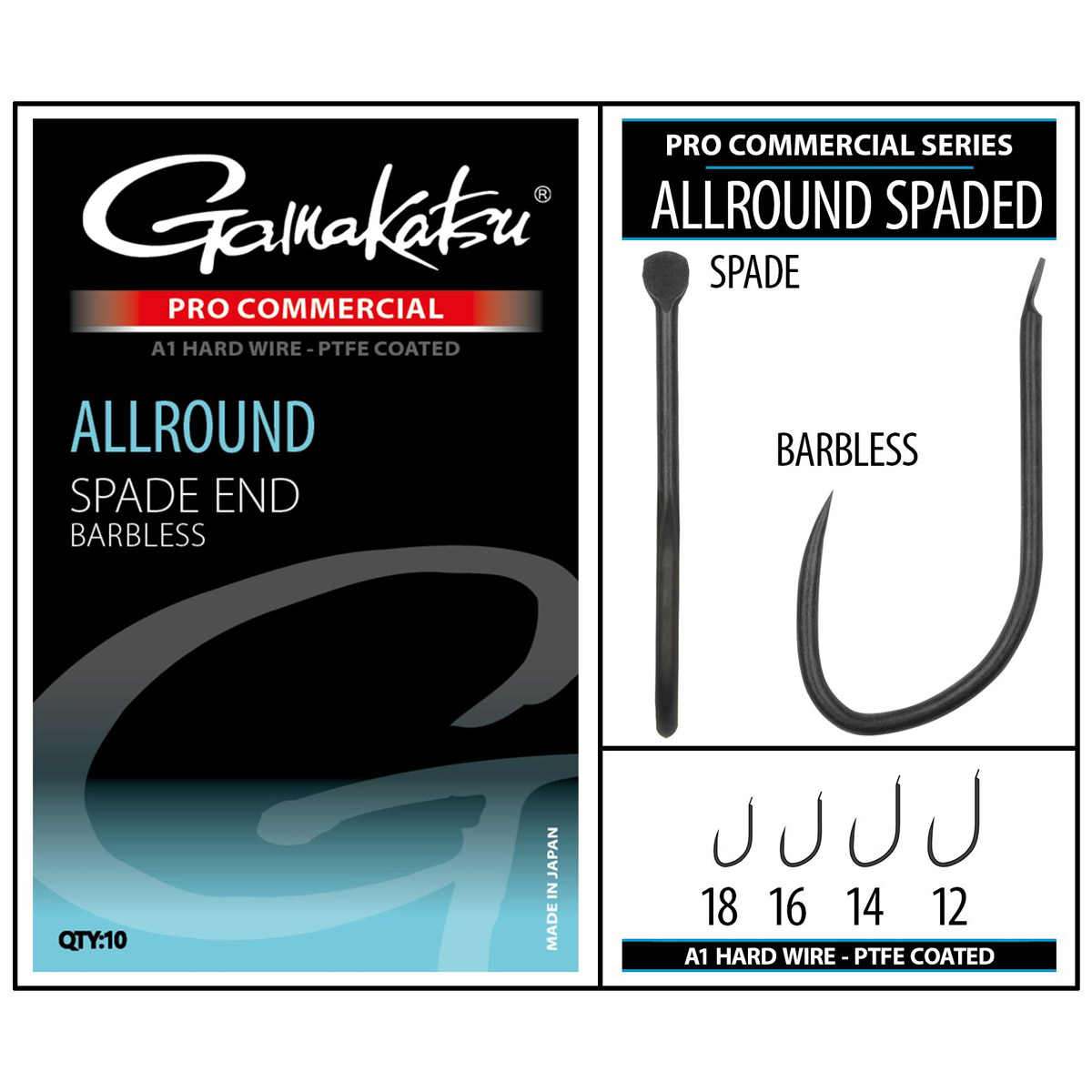 Gamakatsu Pro Commercial Allround A1 Spade End Barbless