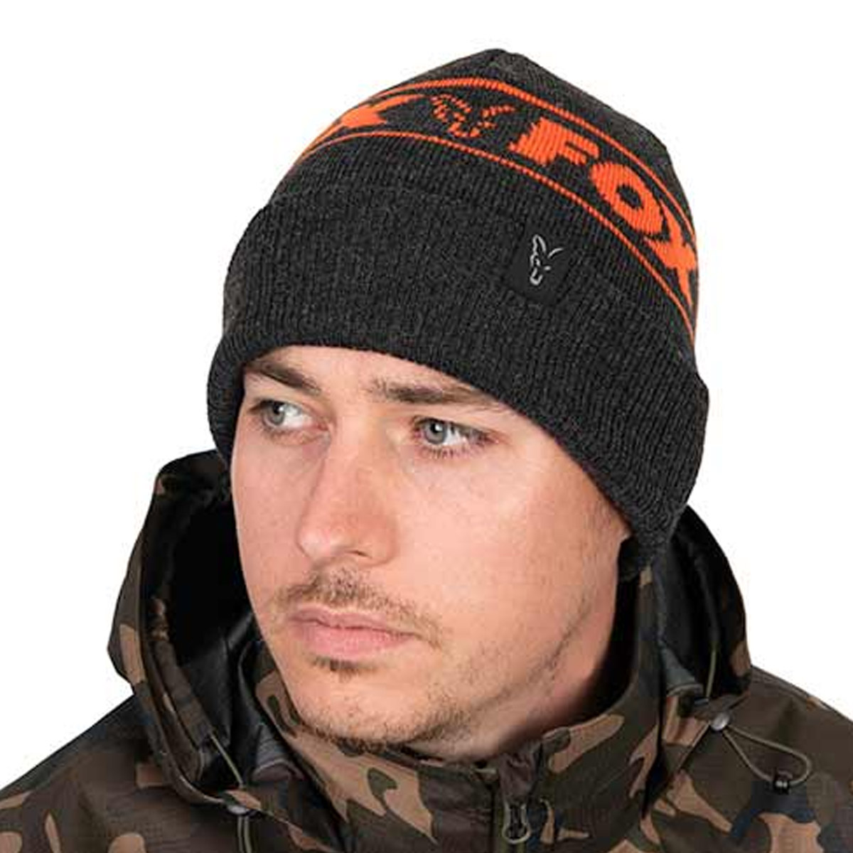 Fox Beanie Hat Black & Orange