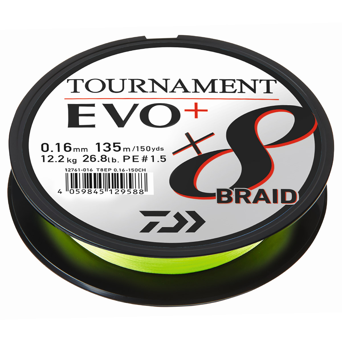 Daiwa Tournament X8 Braid EVO+ 135 Meter - Chartreuse