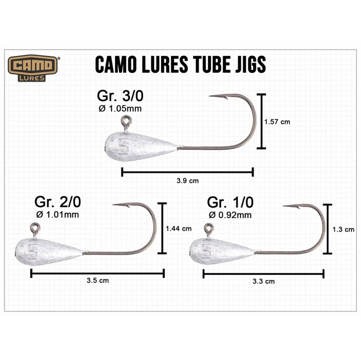 Camo Tackle Tube Jigs 2/0