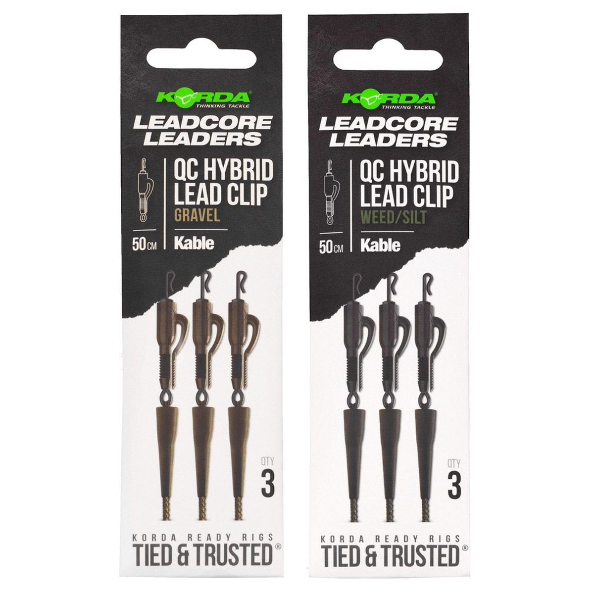 Korda Kable Leadcore Leader Hybrid Leadclip QC Swivel 50 CM